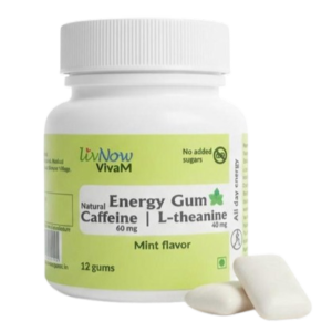 LivNow VivaM | Caffeine and L-theanine Energy Chewing Gum | All Day Energy | Refreshing Mint Flavor | Mini-bottle | Pack of 2 (24 Gums)