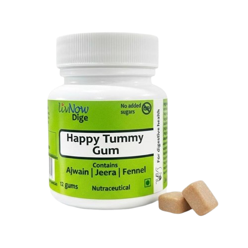 LivNow Dige Sugar Free Digestive Chewing Gum for Gas, Acidity & Bloating | With Ajwain & Jeera | After-Meal Digestive Gum | Pack of 2 (24 Gums)