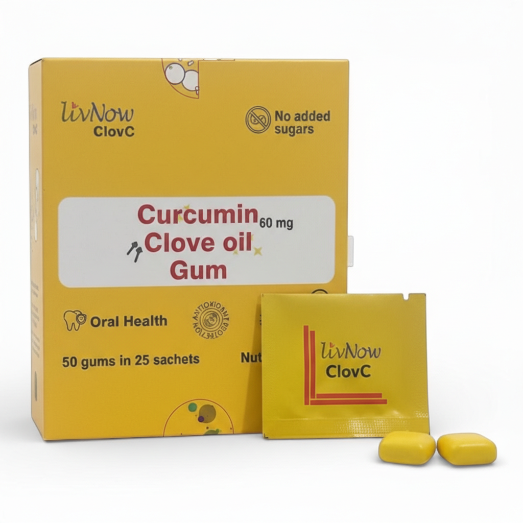 LivNow ClovC Oral Care Gum | 50 Gums in 25 Sachets